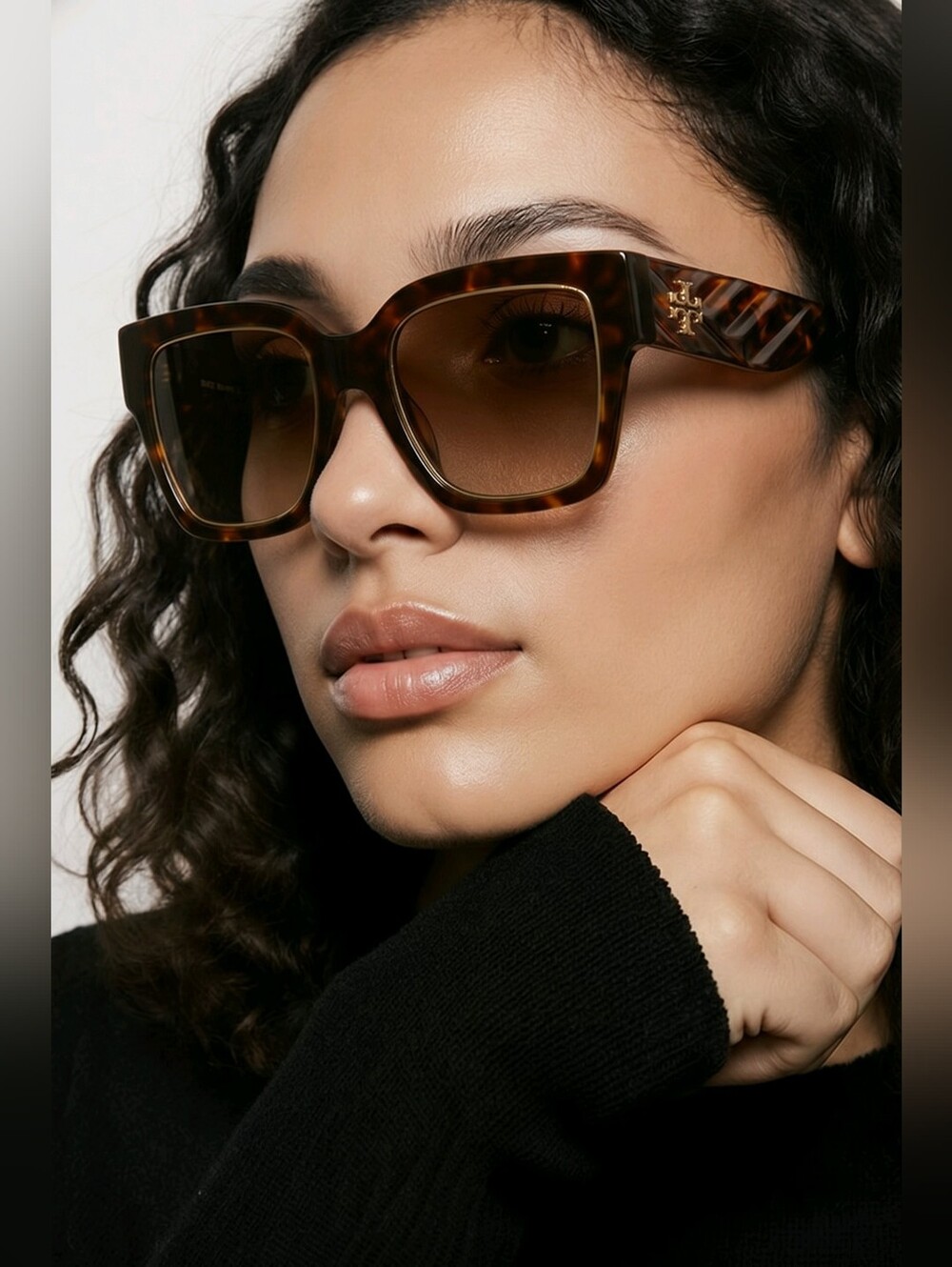 NWT Tory Bursch Kira Square Sunglasses dark tortoise/brown gradient